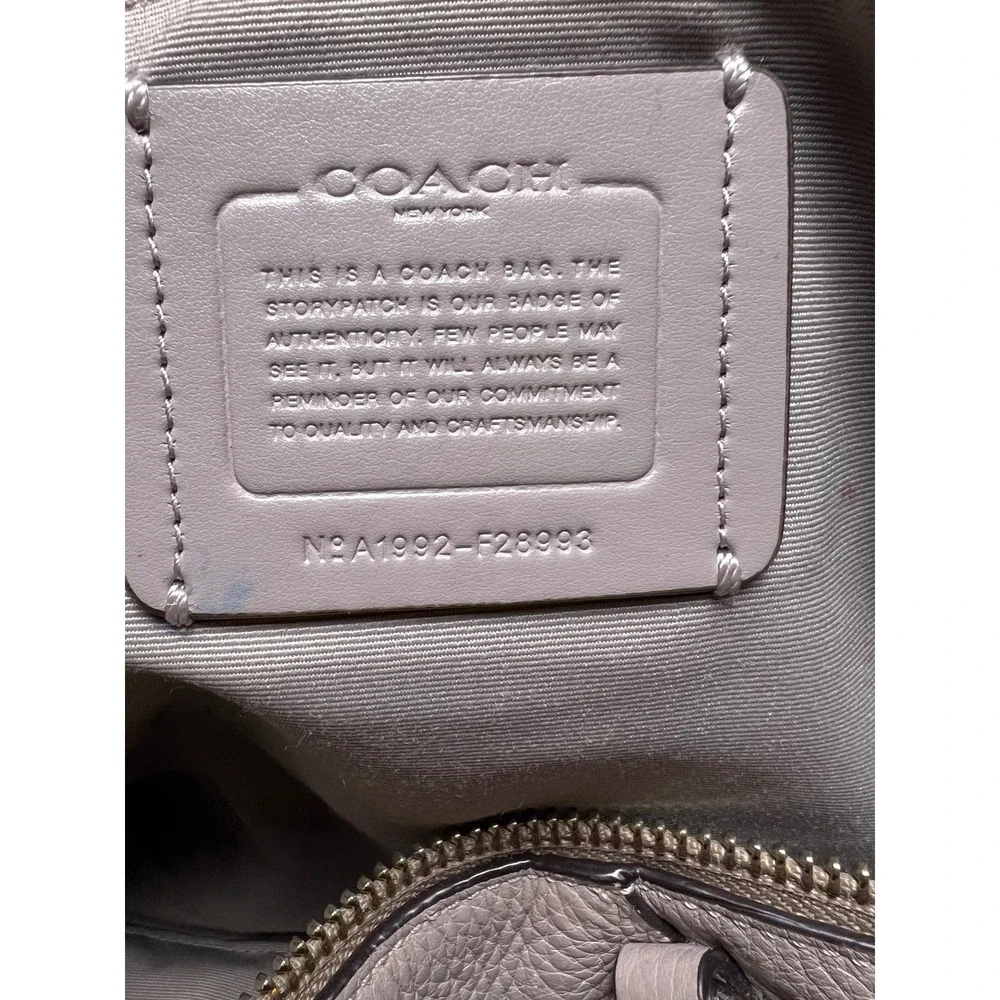 Coach Prairie Satchel Womens Medium Taupe Pebble Leather Handbag F28993